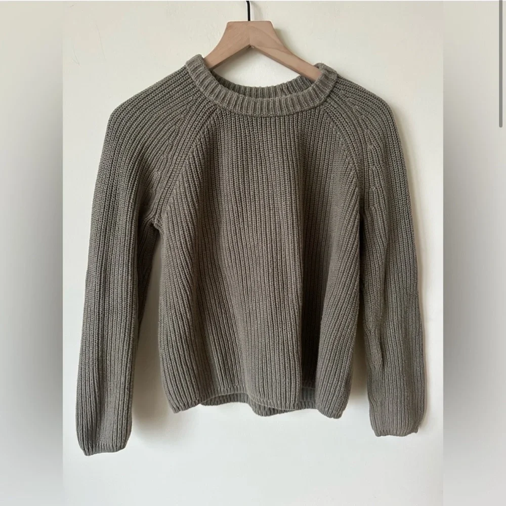 Jenni Kayne Cotton Fisherman Sweater Sage Small - Picture 2 of 6